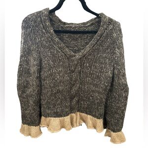 Wool Mohair Knit Cable Design With Ruffle Hem. Size M/L